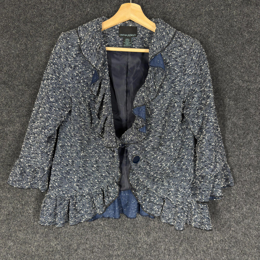 Cynthia Rowley Blazer S Small Gray One Button Collared Long Sleeve Lined Casual